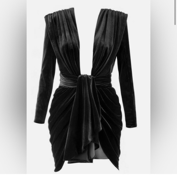 House of CB Pascale Black Draped Velvet Mini Dress - Picture 7 of 7